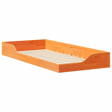 vidaXL Floor Bed Frame Wax brown 100 x 210 cm Solid pine wood