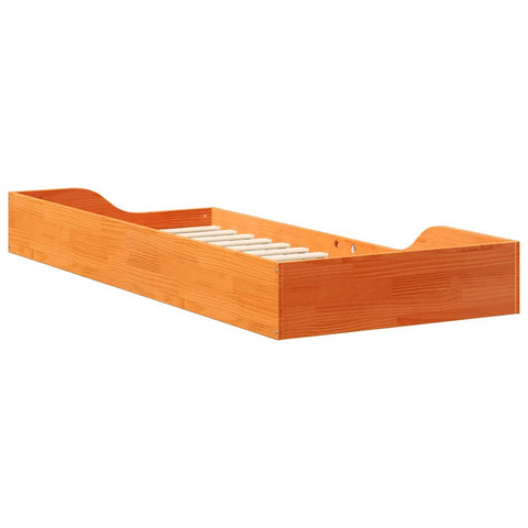 vidaXL Floor Bed Frame Wax brown 100 x 210 cm Solid pine wood