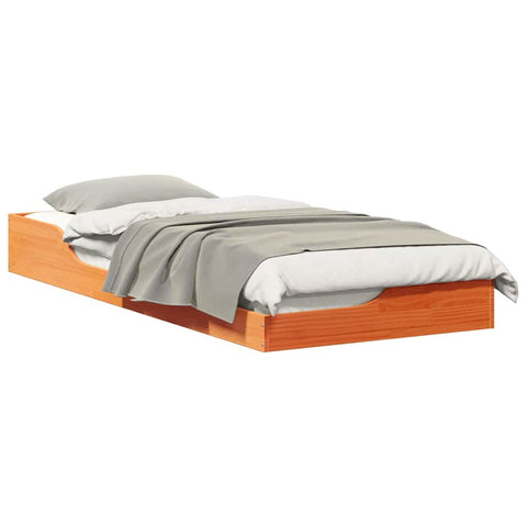 vidaXL Floor Bed Frame Wax brown 100 x 210 cm Solid pine wood