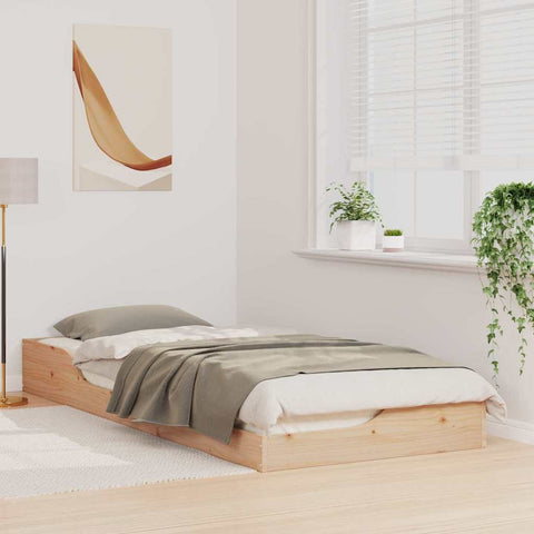 vidaXL Floor Bed Frame Brown 80 x 220 cm Solid pine wood