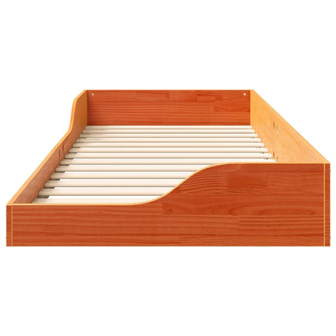 vidaXL Floor Bed Frame Wax brown 90 x 220 cm Solid pine wood