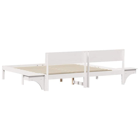 vidaXL Bed Frame with Bedside Tables with Headboard White 180 x 200 cm