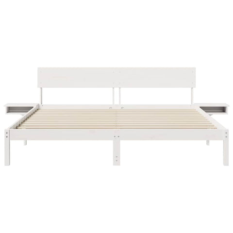 vidaXL Bed Frame with Bedside Tables with Headboard White 180 x 200 cm