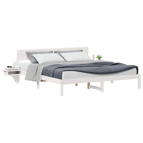 vidaXL Bed Frame with Bedside Tables with Headboard White 180 x 200 cm