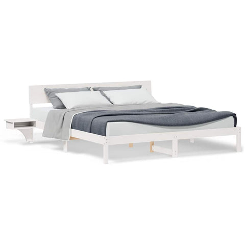 vidaXL Bed Frame with Bedside Tables with Headboard White 180 x 200 cm