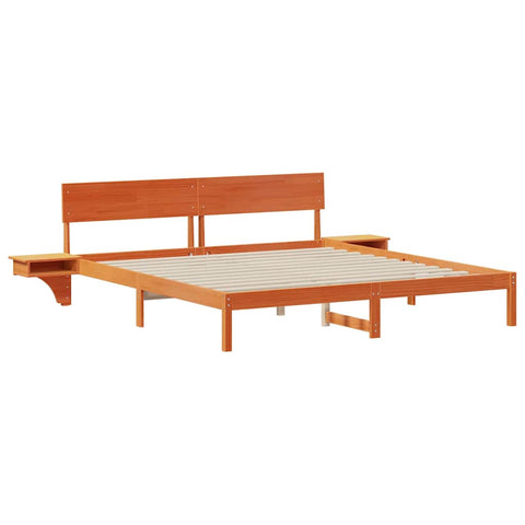 vidaXL Bed Frame with Bedside Tables Wax brown 180 x 200 cm