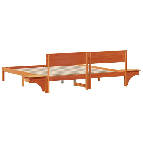 vidaXL Bed Frame with Bedside Tables Wax brown 180 x 200 cm