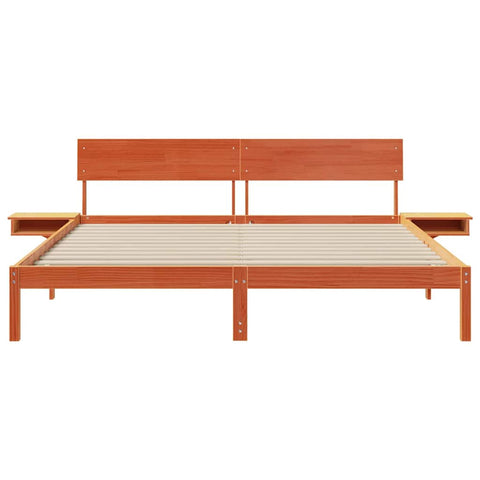 vidaXL Bed Frame with Bedside Tables Wax brown 180 x 200 cm