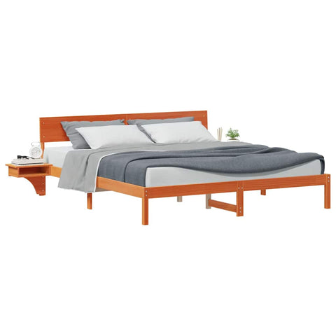 vidaXL Bed Frame with Bedside Tables Wax brown 180 x 200 cm