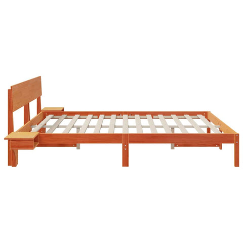 vidaXL Bed Frame with Bedside Tables Wax brown 180 x 200 cm
