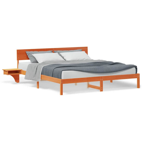 vidaXL Bed Frame with Bedside Tables Wax brown 180 x 200 cm