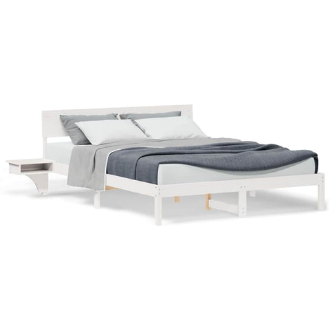 vidaXL Bed Frame with Bedside Tables with Headboard White 160 x 200 cm