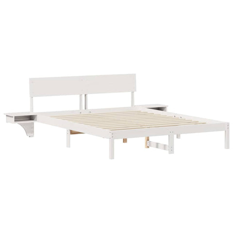 vidaXL Bed Frame with Bedside Tables with Headboard White 150 x 200 cm
