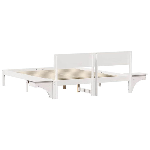 vidaXL Bed Frame with Bedside Tables with Headboard White 150 x 200 cm