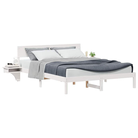vidaXL Bed Frame with Bedside Tables with Headboard White 150 x 200 cm