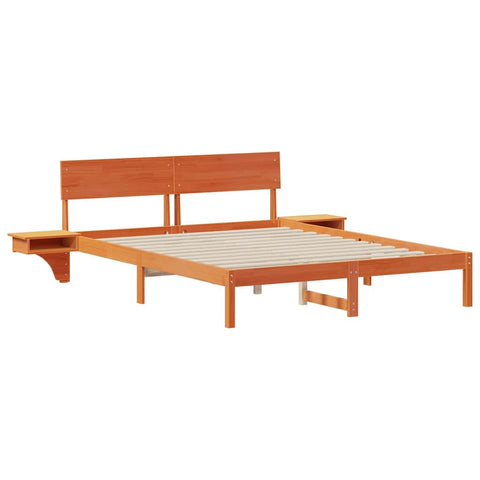 vidaXL Bed Frame with Bedside Tables Wax brown 150 x 200 cm