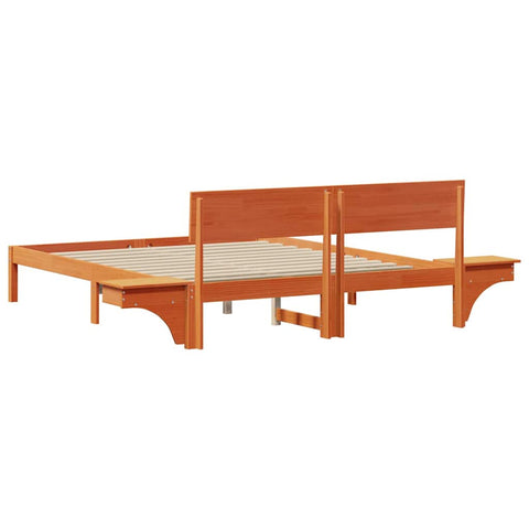 vidaXL Bed Frame with Bedside Tables Wax brown 150 x 200 cm