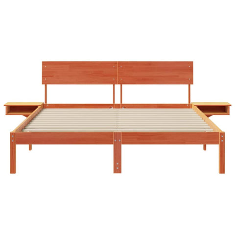 vidaXL Bed Frame with Bedside Tables Wax brown 150 x 200 cm