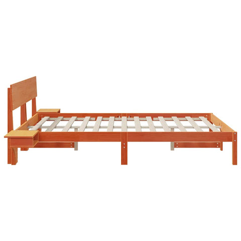 vidaXL Bed Frame with Bedside Tables Wax brown 150 x 200 cm