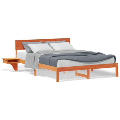 vidaXL Bed Frame with Bedside Tables Wax brown 150 x 200 cm
