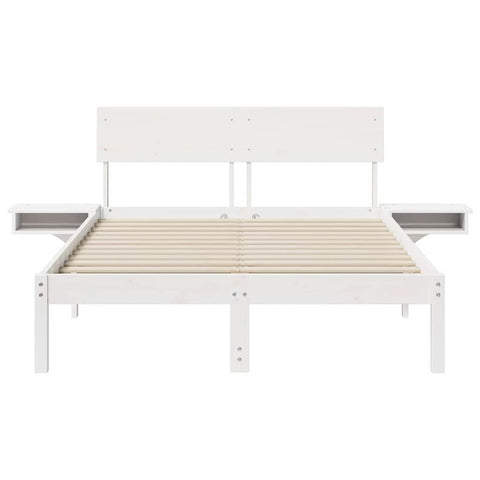 vidaXL Bed Frame with Bedside Tables with Headboard White 140 x 200 cm