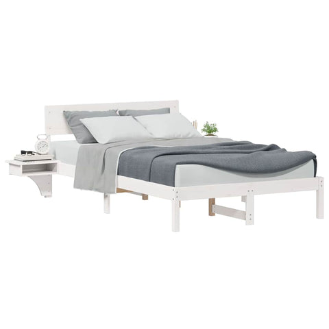vidaXL Bed Frame with Bedside Tables with Headboard White 140 x 200 cm