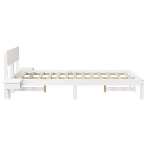 vidaXL Bed Frame with Bedside Tables with Headboard White 140 x 200 cm