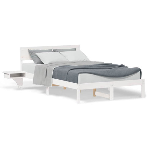 vidaXL Bed Frame with Bedside Tables with Headboard White 140 x 200 cm