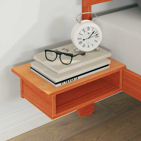 vidaXL Bed Frame with Bedside Tables Wax brown 140 x 200 cm