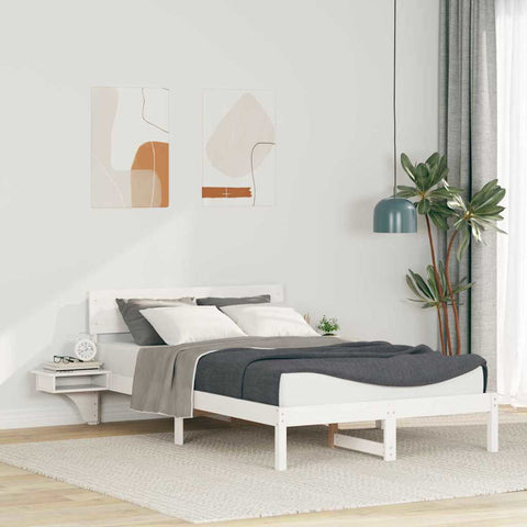 vidaXL Bed Frame with Bedside Tables with Headboard White 120 x 200 cm