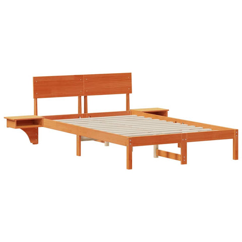 vidaXL Bed Frame with Bedside Tables Wax brown 120 x 200 cm