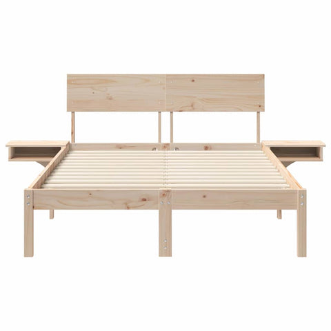 vidaXL Bed Frame with Bedside Tables with Headboard Brown 135 x 190 cm