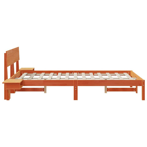 vidaXL Bed Frame with Bedside Tables Wax brown 135 x 190 cm