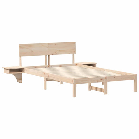 vidaXL Bed Frame with Bedside Tables with Headboard Brown 120 x 190 cm