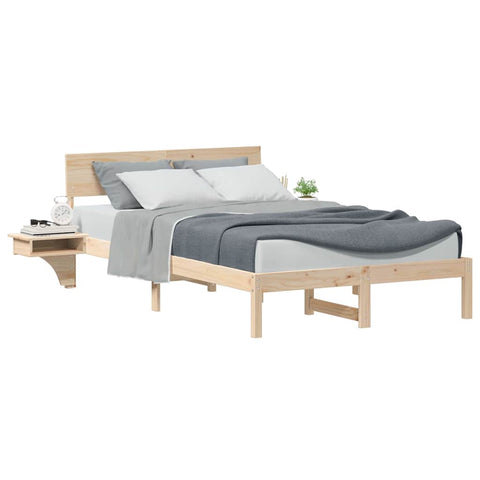 vidaXL Bed Frame with Bedside Tables with Headboard Brown 120 x 190 cm