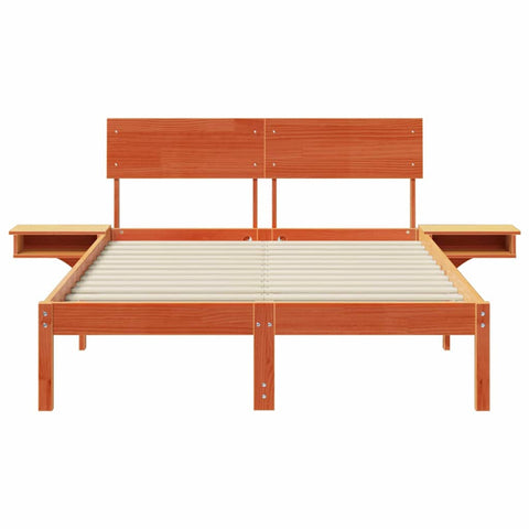 vidaXL Bed Frame with Bedside Tables Wax brown 120 x 190 cm
