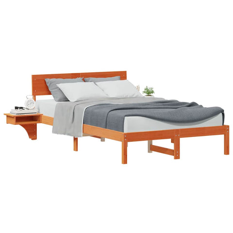 vidaXL Bed Frame with Bedside Tables Wax brown 120 x 190 cm
