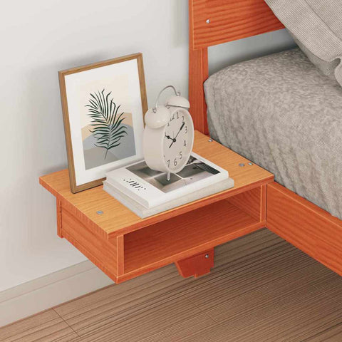 vidaXL Bed Frame with Bedside Tables Wax brown 100 x 200 cm