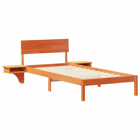 vidaXL Bed Frame with Bedside Tables Wax brown 100 x 200 cm