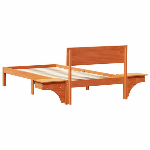 vidaXL Bed Frame with Bedside Tables Wax brown 100 x 200 cm