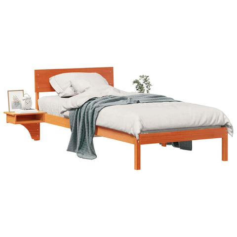 vidaXL Bed Frame with Bedside Tables Wax brown 100 x 200 cm