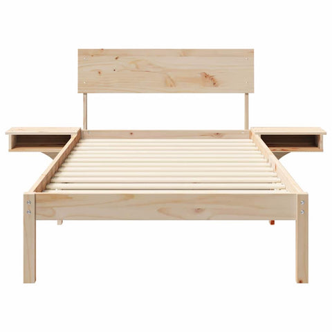vidaXL Bed Frame with Bedside Tables Brown 80 x 200 cm Solid pine wood