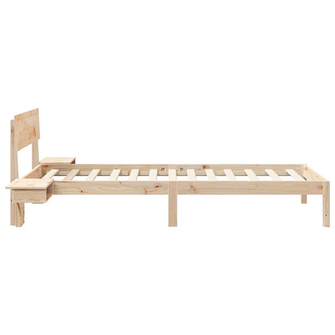 vidaXL Bed Frame with Bedside Tables Brown 80 x 200 cm Solid pine wood