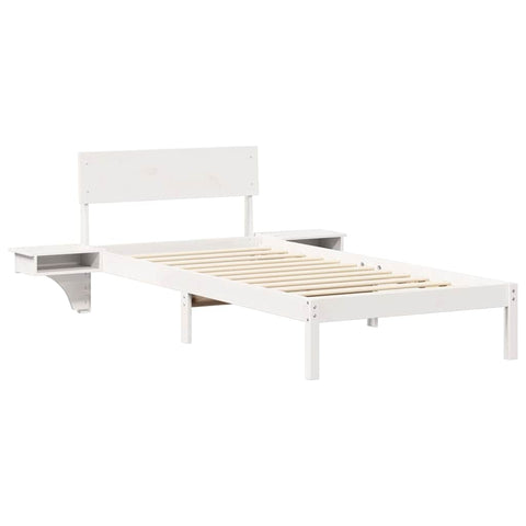 vidaXL Bed Frame with Bedside Tables White 80 x 200 cm Solid pine wood