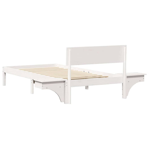 vidaXL Bed Frame with Bedside Tables White 80 x 200 cm Solid pine wood