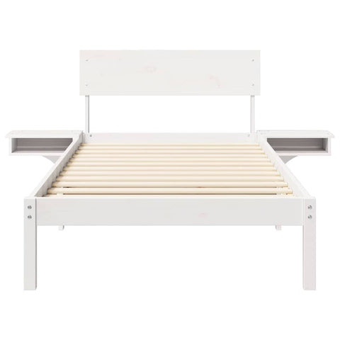 vidaXL Bed Frame with Bedside Tables White 80 x 200 cm Solid pine wood