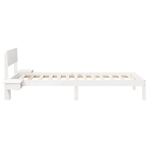 vidaXL Bed Frame with Bedside Tables White 80 x 200 cm Solid pine wood