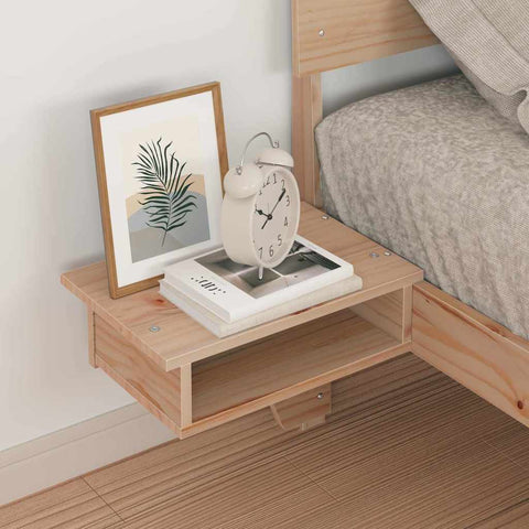 vidaXL Bed Frame with Bedside Tables Brown 90 x 190 cm Solid pine wood