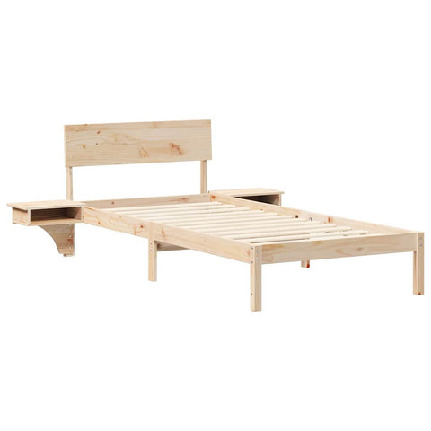 vidaXL Bed Frame with Bedside Tables Brown 90 x 190 cm Solid pine wood