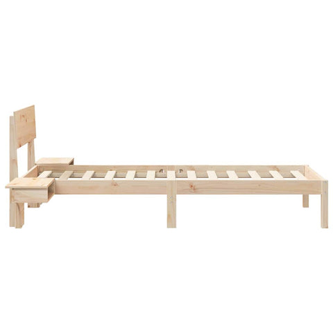 vidaXL Bed Frame with Bedside Tables Brown 75 x 190 cm Solid pine wood